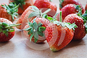 Fresh red strawberry on table