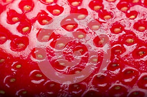 Fresh red strawberry texture close up, macro