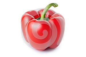 Fresh, red, sweet bell pepper isolated on white background. Clipping path