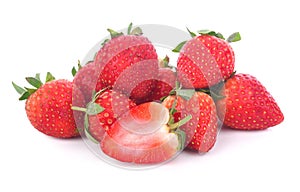 Fresh, red and tasty strawberries isolated on a white background