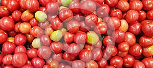 Fresh red tomato food backgrounds concept, fresh vegetables for sale in the market