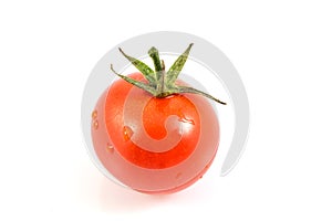 Fresh red tomato isolated on white background, tomatoes whole and a half isolated on white with clipping path