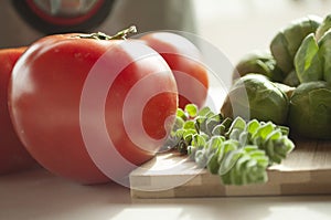 The Fresh Red Tomato With Origano For Greek Salat, Healthy Raw Food