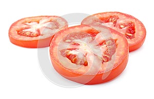 Fresh red tomato slice, Isolated on white background.