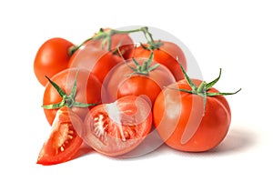 Fresh red tomatoes on white isolated background