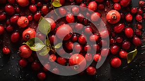 Fresh ripe barberries with water drops background. Berries backdrop. Generative AI