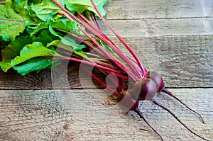 Fresh Ripe Beet on Old Wooden Background. Organic Food. Copy Space For Your Text