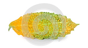 Fresh ripe bitter melon on white background