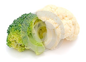 Fresh ripe broccoli piece and cauliflower cabbage