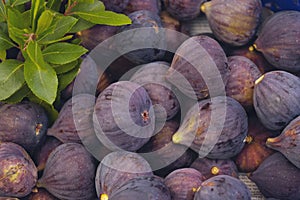 Fresh ripe figs as background, top view.