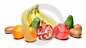 Fresh ripe fruit collection on white background