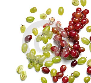 Fresh ripe grapes on white background