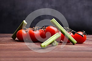Sliced celery and cherry tomato