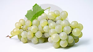 fresh, ripe green grapes, also known as muscat grapes. On an impartial white background, isolated.