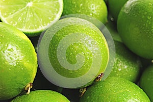 Fresh ripe green limes