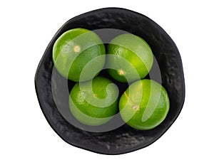 Fresh ripe green limes on white background. clipping path