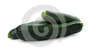 Fresh ripe green zucchinis on white background photo