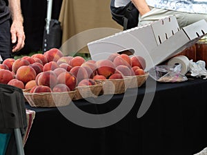 Fresh Ripe Juicy Peaches at a Produce Market