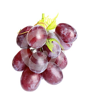 Fresh ripe juicy pink grapes on white