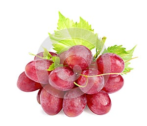 Fresh ripe juicy pink grapes on white