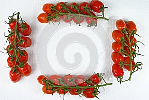 Fresh ripe mini marzano tomatoes copy space
