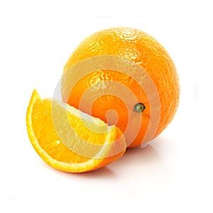 Fresh ripe orange fruit isolated on the white