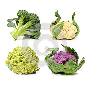 Fresh ripe organic broccoli and cauliflower