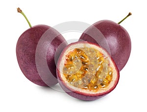 Fresh ripe passion fruits maracuyas isolated