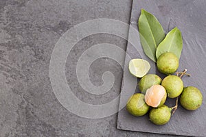 Fresh ripe peeled quenepa fruit - Melicoccus bijugatus