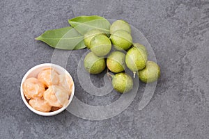 Fresh ripe peeled quenepa fruit - Melicoccus bijugatus