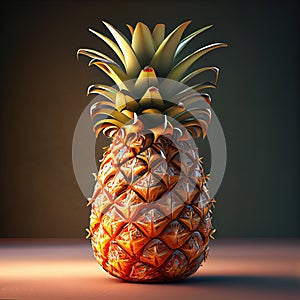 Fresh ripe pineapple freshly cut from pien on the tables - Generate Artificial Intelligence- AI photo