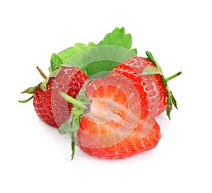 Fresh ripe red strawberries isolated