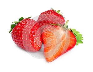 Fresh ripe red strawberries isolated