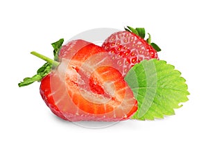 Fresh ripe red strawberries isolated