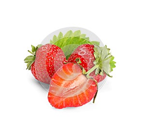 Fresh ripe red strawberries isolated