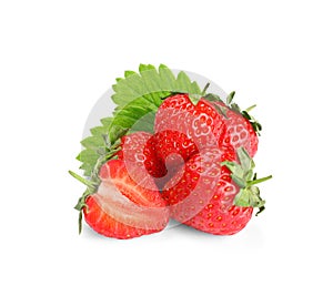 Fresh ripe red strawberries isolated