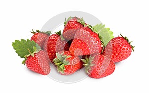 Fresh ripe red strawberries isolated on white