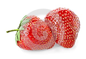 Fresh ripe red strawberries on white background