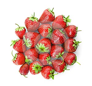 Fresh ripe red strawberries on white background