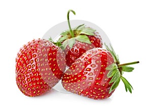 Fresh ripe red strawberries on white background