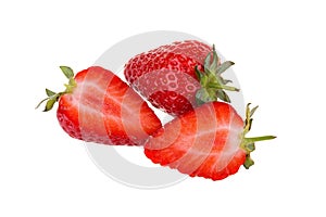 Fresh ripe strawberries isolated on white background