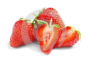 Fresh ripe strawberries on white background