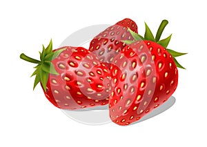 Fresh ripe strawberries on a white background