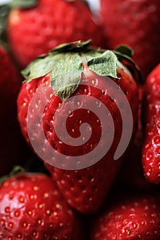 Fresh ripe strawberry, close up, selective focus