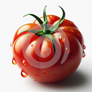 A fresh ripe tomato isolated against white