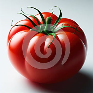 A fresh ripe tomato isolated against white