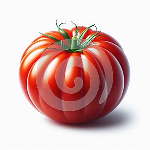 A fresh ripe tomato isolated against white