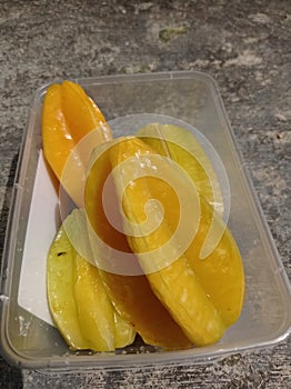 Fresh ripe yellow star fruits ready to eat