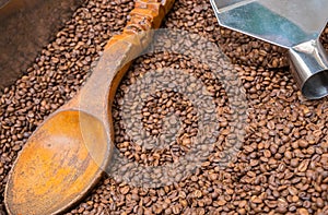 Fresh roasted coffee beans at japanese farmers street market