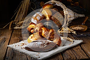 Fresh rolls in a cornucopia